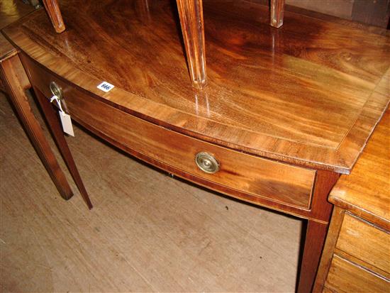 George III mahogany bow-fronted side table fitted frieze drawer